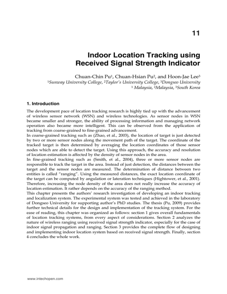 Indoor Location Tracking using Received Signal Strength Indicator 11