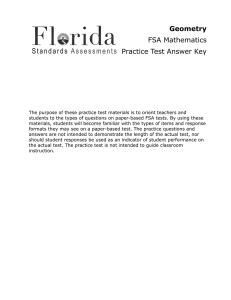 Geometry FSA Mathematics Practice Test Answer Key