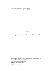 Applications of Game Theory in Ad Hoc Networks