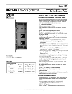Model KEP Transfer Switch Standard Features