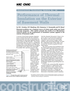 Performance of Thermal Insulation on the Exterior of Basement Walls