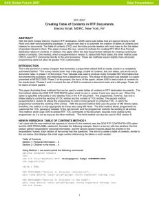 097-2007: Creating Tables of Contents in RTF Documents