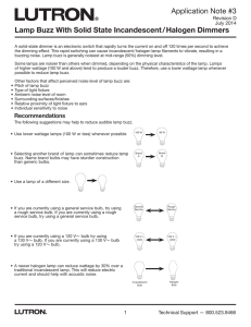 Lutron Lamp Buzz With Solid State Incandescent / Halogen