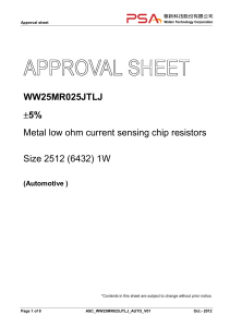 WW25MR025JTLJ ±5% Metal low ohm current sensing chip