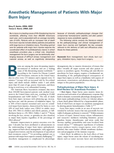 Anesthetic Management of Patients With Major Burn