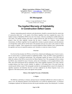 The Implied Warranty of Habitability in Construction Defect Cases