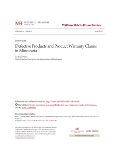 Defective Products and Product Warranty Claims in Minnesota