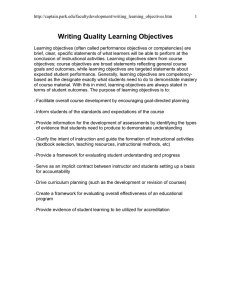 Writing Quality Learning Objectives