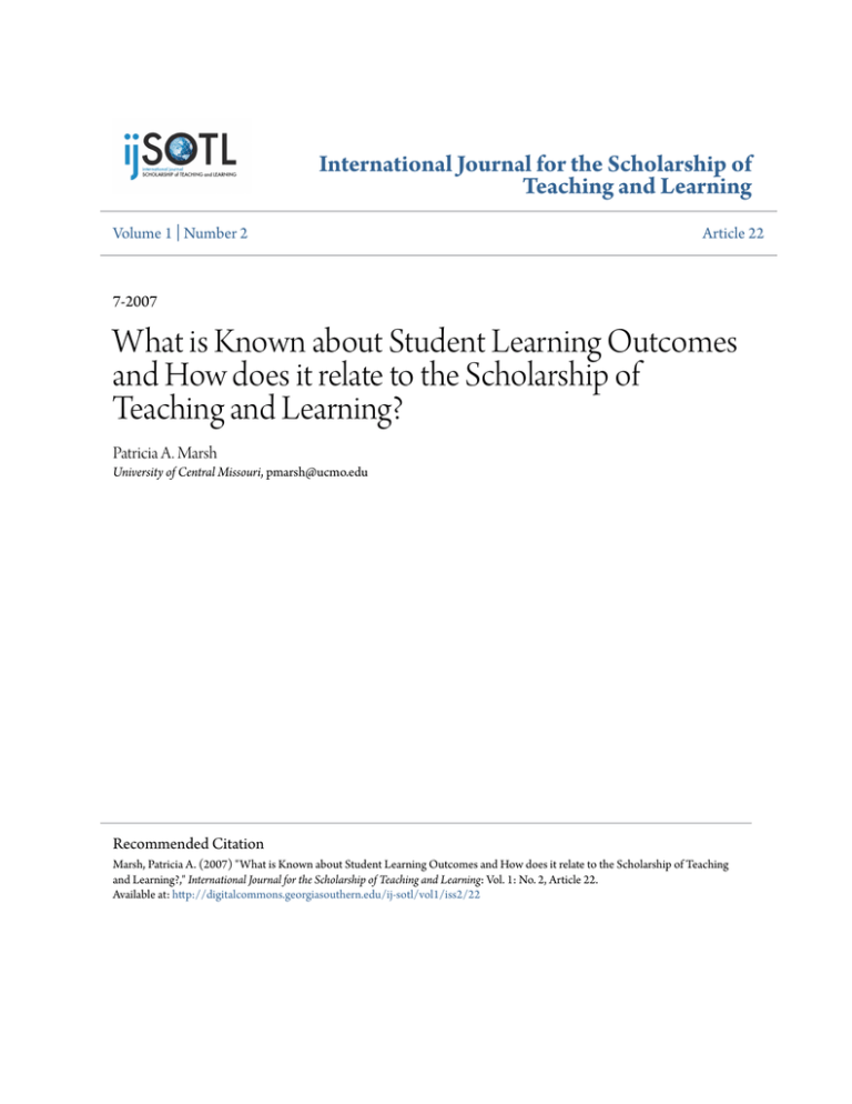 What Is Known About Student Learning Outcomes And How Does It