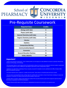 Pre-Requisite Coursework - Concordia University Wisconsin