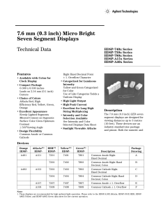 7.6 mm (0.3 inch) Micro Bright Seven Segment Displays Technical