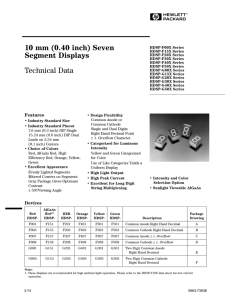 10 mm (0.40 inch) Seven Segment Displays: Technical Data