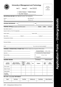 Ap plication Form – Un dergraduate