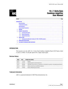 16 x 1 Unity-Gain Combiner-Amplifier User Manual