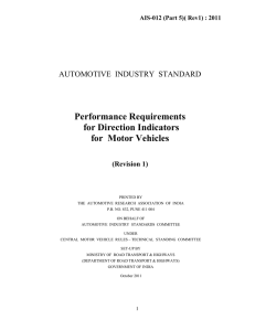 Performance Requirements for Direction Indicators for Motor Vehicles