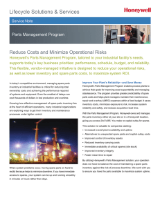 Parts Management Program- Service Note