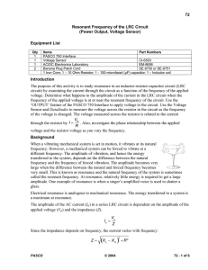 72 Resonant Frequency of the LRC Circuit (Power Output, Voltage