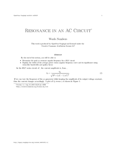 Resonance in an AC Circuit