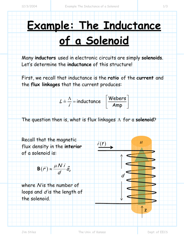 Example The Inductance Of A Solenoid 