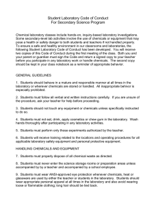 Student Laboratory Code of Conduct For Secondary Science Program