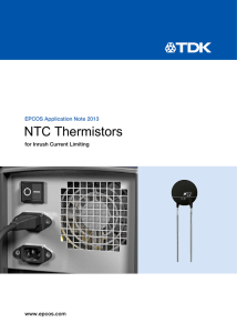 NTC thermistors for inrush current limiting, application note