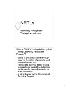 Nationally Recognized Testing Laboratories