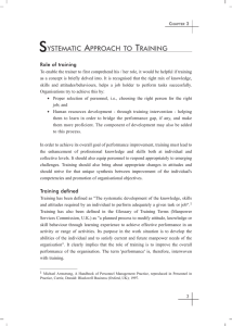SYSTEMATIC APPROACH TO TRAINING