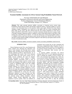 Transient Stability Assessment of a Power System Using