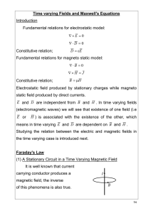 Time varying Fields and Maxwell`s Equations Introduction