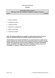 NZQA Support Materials Contents Unit standard 22749, version 2