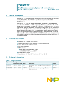 74HC237 3-to-8 line decoder, demultiplexer with address latches