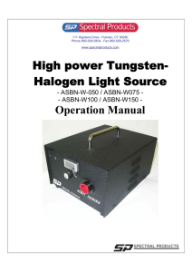 High power Tungsten- Halogen Light Source Operation Manual