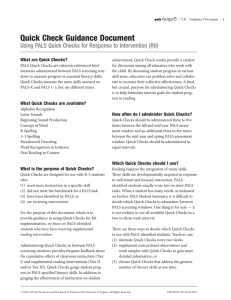 Quick Check Guidance Document - PALS
