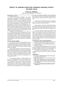 IMPACT OF SOWING DIRECTION TOWARDS CARDINAL POINTS
