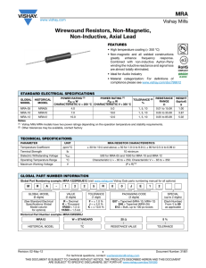 MRA Wirewound Resistors, Non-Magnetic, Non