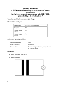 non-inherently short-circuit proof safety transformer for