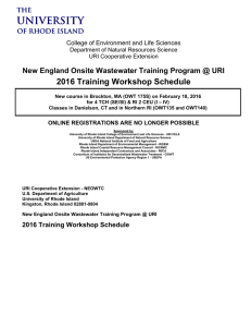 2016 Training Workshop Schedule