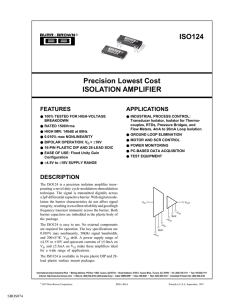 ISO124 Precision Lowest Cost ISOLATION AMPLIFIER