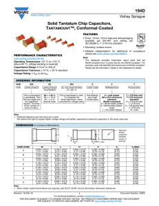 194D Solid Tantalum Chip Capacitors, TANTAMOUNT™, Conformal