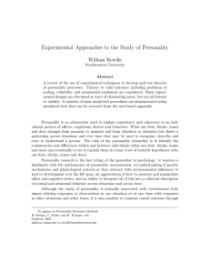 Experimental Approaches to the Study of Personality