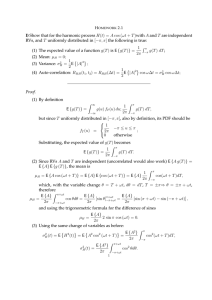 I) Show that for the harmonic process H(t) = Acos (ωt + T)with A and