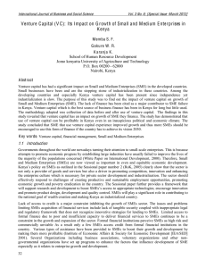 (VC): Its Impact on Growth of Small and Medium Enterprises in Kenya