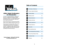Table of Contents Ω IDEAL Digital Multimeters An Introduction