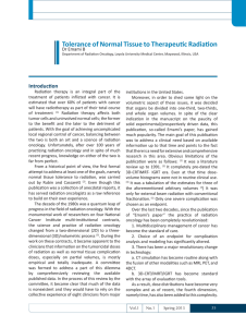 Tolerance of Normal Tissue to Therapeutic Radiation
