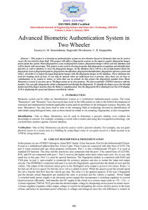 Advanced Biometric Authentication System in Two Wheeler