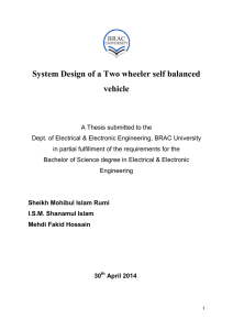 System Design of a Two wheeler self balanced vehicle