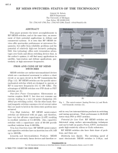 RF MEMS Switches: Status Of The Technology