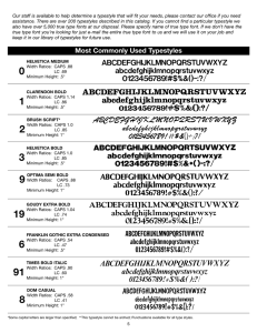 Most Commonly Used Typestyles