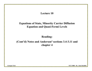 Lecture 10 Equations of State, Minority Carrier Diffusion Equation