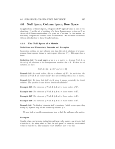 4.6 Null Space, Column Space, Row Space